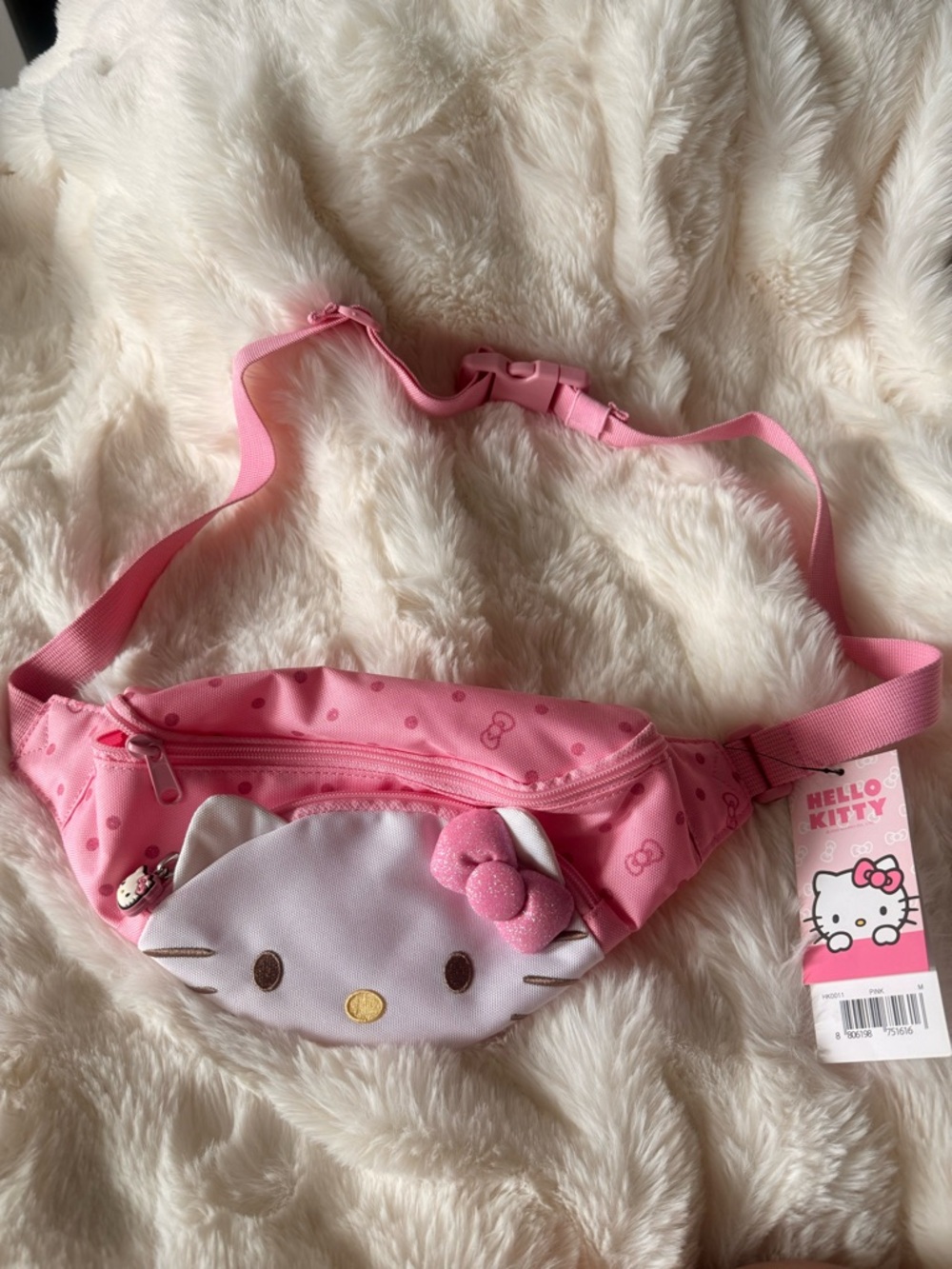 Hello Kitty Pink Kids Waist Bag with Bow Accent